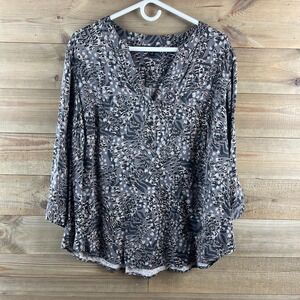 Torrid Womens Shirt Harper 3/4 Sleeve Vneck Leopard Zebra Blouse Safari Size 1X